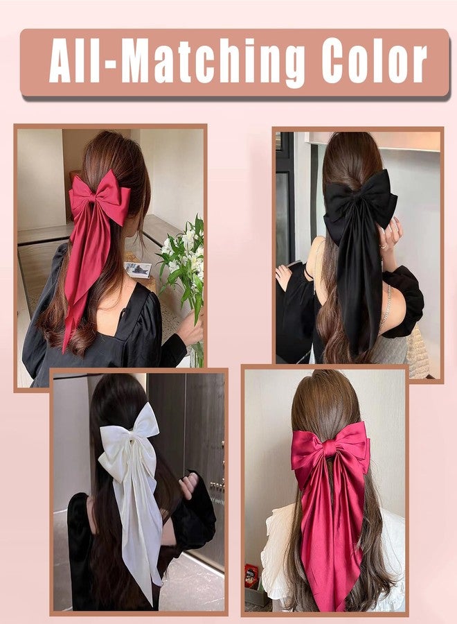 Seneeel 10 PCS Hair Bows,Big Bows for Girls and Womens,Hair Bows for Womens,Hair Ribbons,Large Hair Bow for Women,Big Hair Bow,Bows for Women,Oversized Long-tail Cute Aesthetic Hair Accessories（Red Series） - Image 4